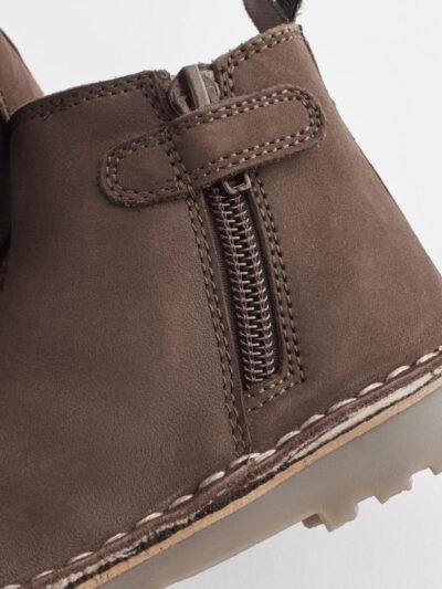 Chocolate Brown Standard Fit (F) Warm Lined Leather Chelsea Boots