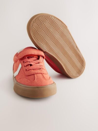 Red Standard Fit (F) Touch Fastening Elastic Lace Trainers