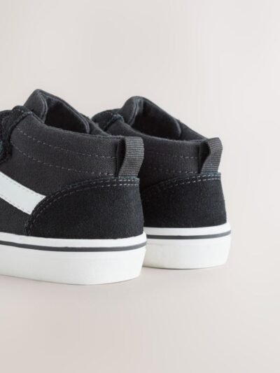 Black Suede Touch Fastening High Top Trainers