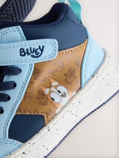 Navy Bluey Standard Fit (F) Touch Fastening Elastic Lace Hi Top Trainers