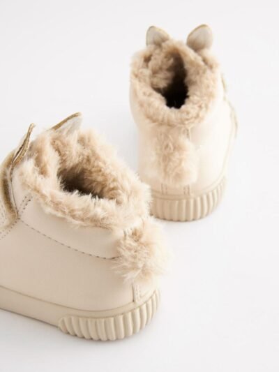 Bone White Bunny Standard Fit (F) Touch Fasten Strap High Top Trainers