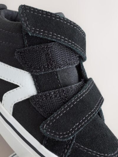 Black Suede Touch Fastening High Top Trainers
