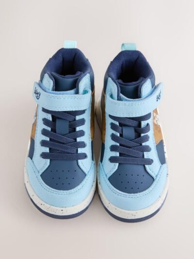 Navy Bluey Standard Fit (F) Touch Fastening Elastic Lace Hi Top Trainers