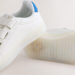 White Happy Face Light Up Touch Fastening Trainers
