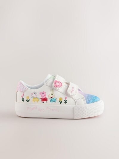 White Standard Fit (F) Peppa Pig Chunky Trainers with Touch Fastening