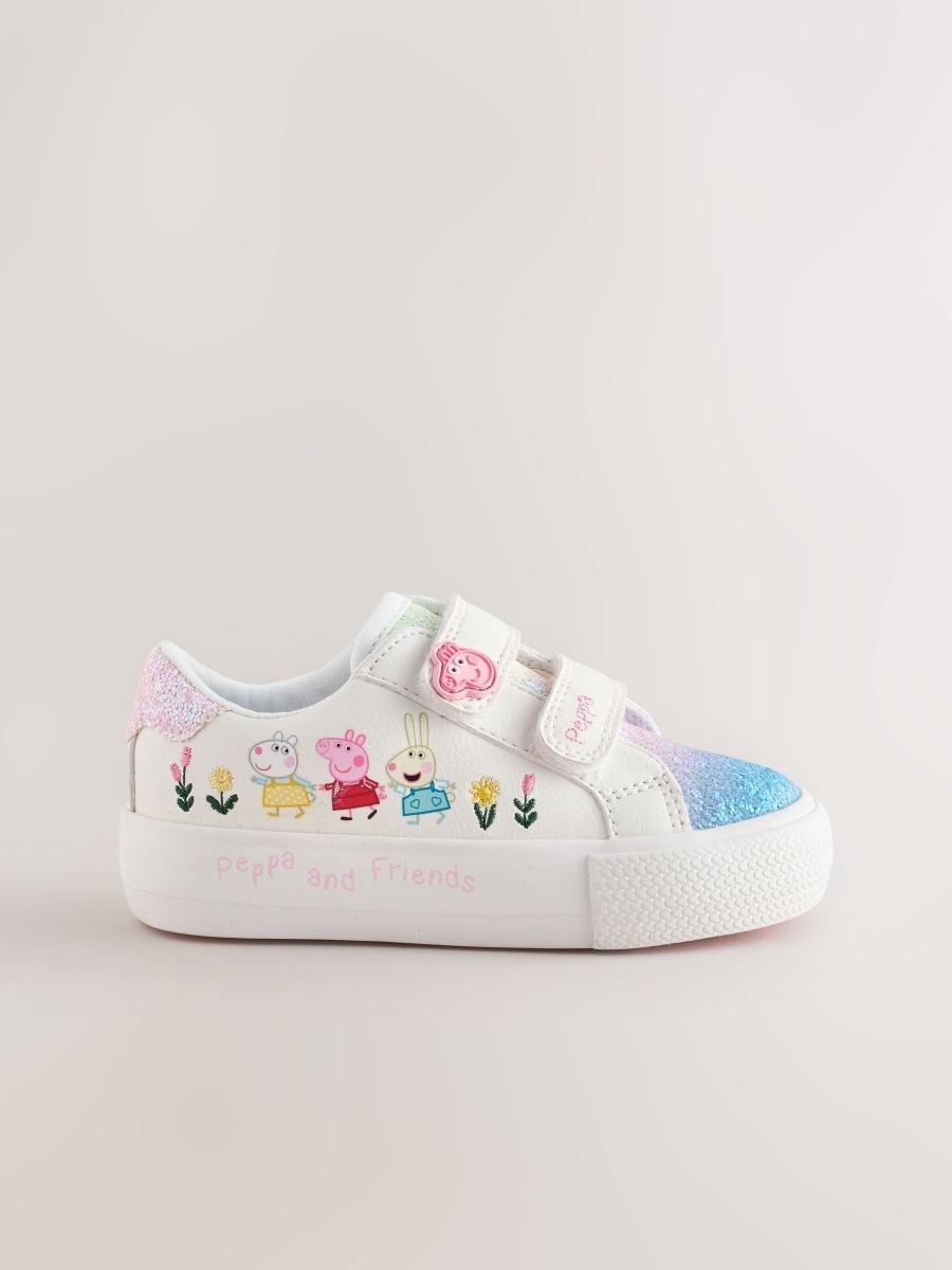 White Standard Fit (F) Peppa Pig Chunky Trainers with Touch Fastening