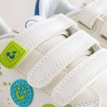 White Happy Face Light Up Touch Fastening Trainers