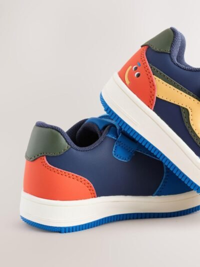 Navy Blue Touch Fastening Elastic Lace Trainers