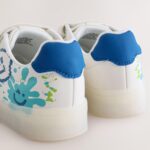 White Happy Face Light Up Touch Fastening Trainers