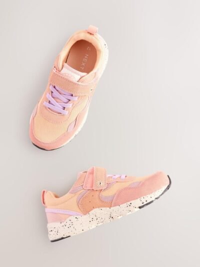 Multi Orange Standard Fit (F) Elastic Lace Touch Fasten Trainers