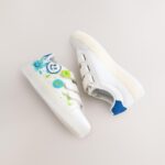 White Happy Face Light Up Touch Fastening Trainers