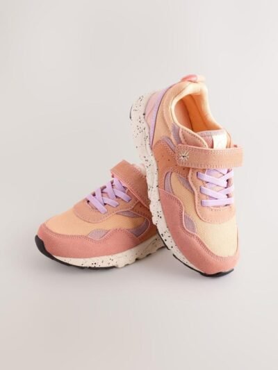 Multi Orange Standard Fit (F) Elastic Lace Touch Fasten Trainers