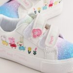 White Standard Fit (F) Peppa Pig Chunky Trainers with Touch Fastening