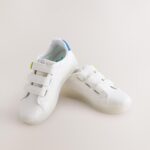 White Happy Face Light Up Touch Fastening Trainers