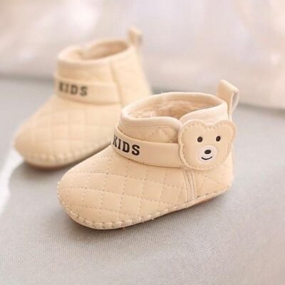Quilted Bear High-Top Pram Shoes