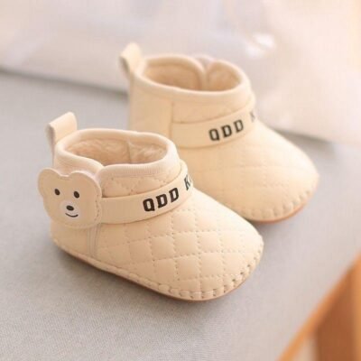 Quilted Bear High-Top Pram Shoes