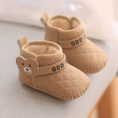 Quilted Bear High-Top Pram Shoes