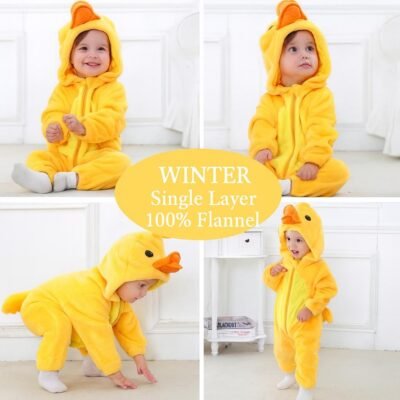 Michley Flannel Animal Hooded Romper