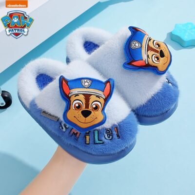 Paw Patrol Chase Plush Slippers – Premium Blue Kids Slides