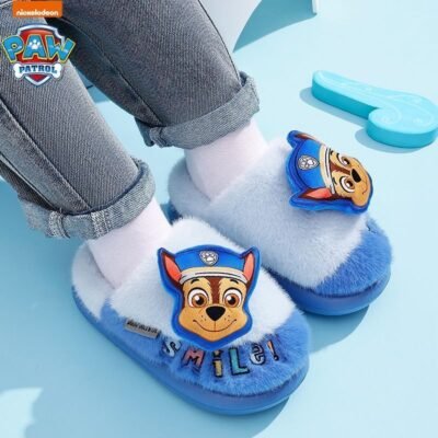 Paw Patrol Chase Plush Slippers – Premium Blue Kids Slides