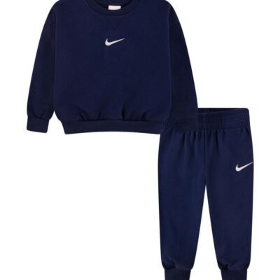 Nike Navy Little Kids Essential Marl Crew Tracksuit Set