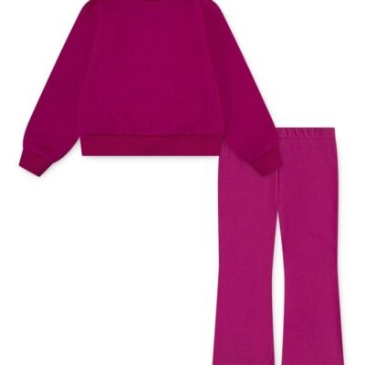 Nike Purple Little Kids Wild Warmth Crew and Flared Leggings Set