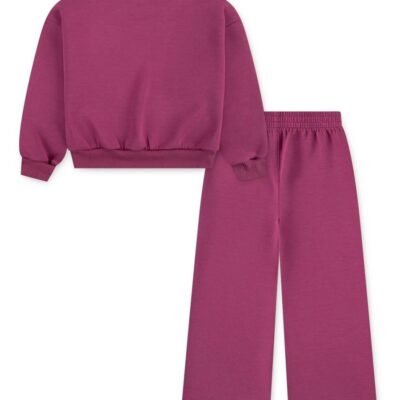 Nike Purple Little Kids Club Crew and Wide Leg Joggers Set