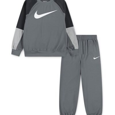 Nike Grey Little Kids Lifestyle Essentials Crew Tracksuit Set