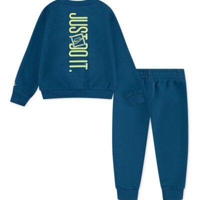 Nike Green Little Kids JDI Crew Joggers and Tracksuit Set