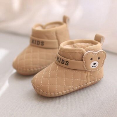 Quilted Bear High-Top Pram Shoes