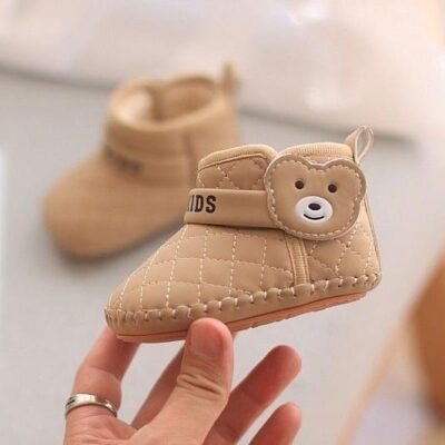 Quilted Bear High-Top Pram Shoes