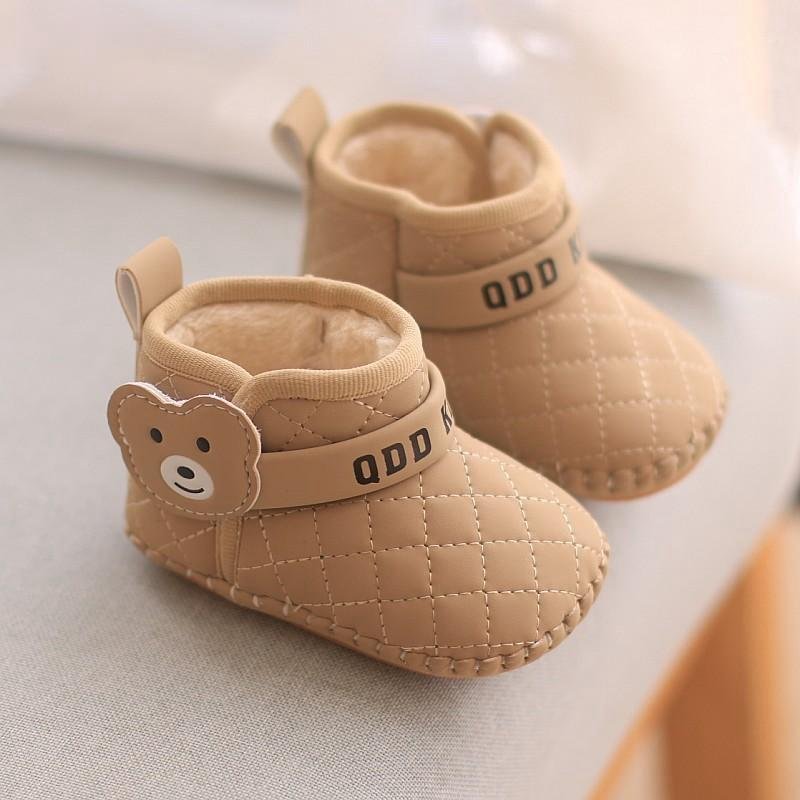 Quilted Bear High-Top Pram Shoes