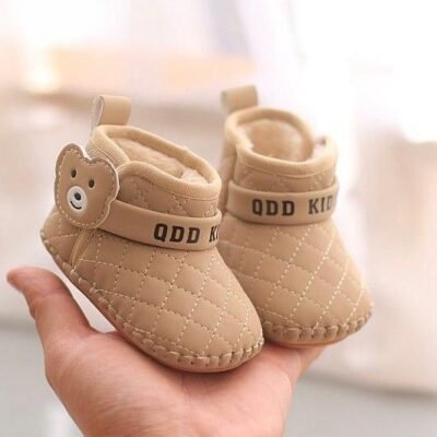 Quilted Bear High-Top Pram Shoes