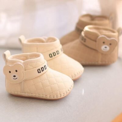 Quilted Bear High-Top Pram Shoes