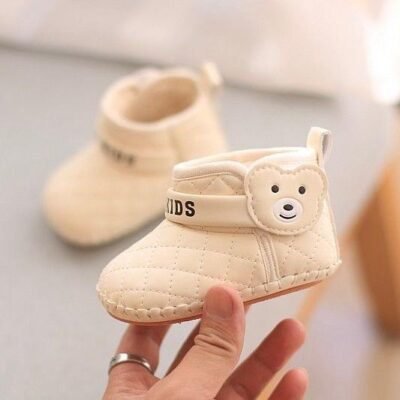 Quilted Bear High-Top Pram Shoes