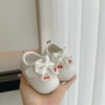 White 'Cherry Bow' Soft-Sole Shoes