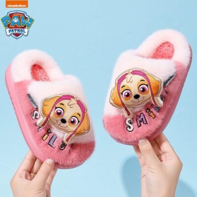 Paw Patrol Skye Plush Slippers - Premium Pink Kids Slides