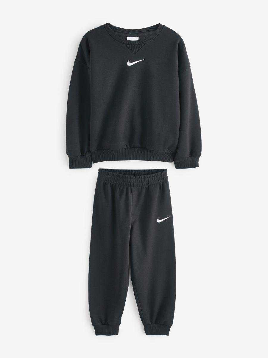 Nike Black Little Kids Essential Marl Crew Tracksuit Set