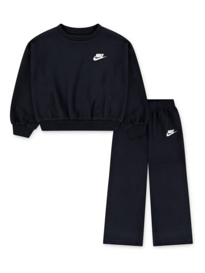 Nike Black Little Kids Club Crew and Wide Leg Joggers Set
