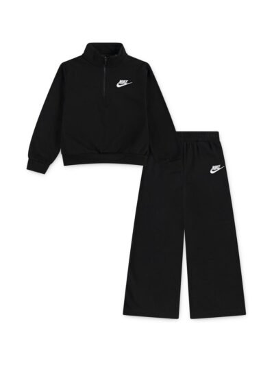 Nike Black Little Kids Club Half Zip and Wide Leg Joggers Tracksuit Set