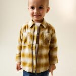 Yellow Check Zip Thru Long Sleeve Shirt and T-Shirt Set
