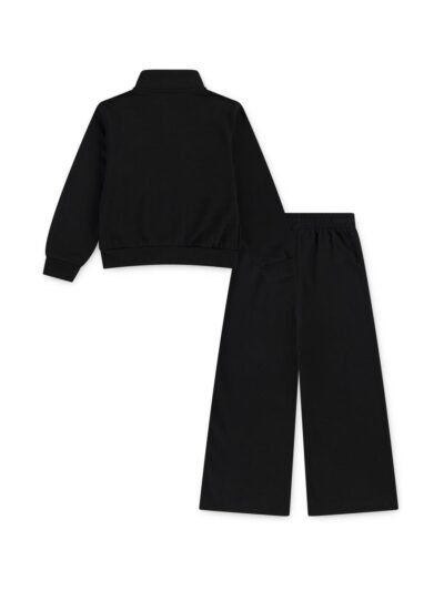 Nike Black Little Kids Club Half Zip and Wide Leg Joggers Tracksuit Set