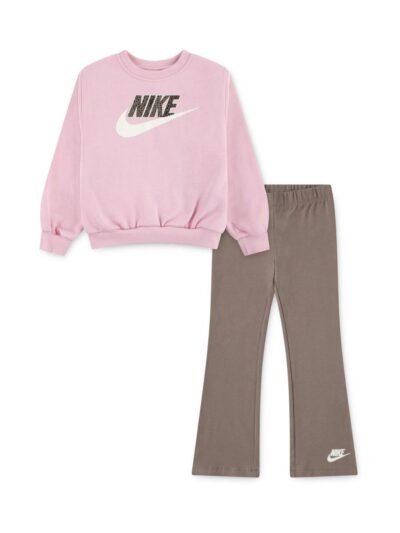 Nike Pink Little Kids Wild Warmth Crew and Flared Leggings Set