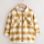 Yellow Check Zip Thru Long Sleeve Shirt and T-Shirt Set