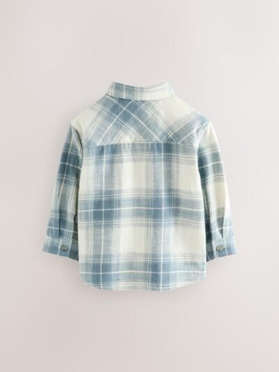Blue Check Long Sleeve Shirt and T-Shirt Set
