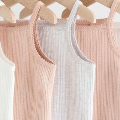 Pink 5 Pack Vest Pointelle Baby Bodysuits