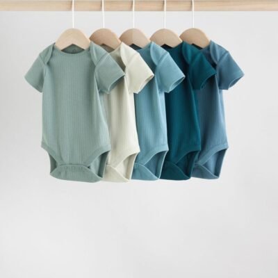 Blue Baby Short Sleeve Bodysuits 5 Pack