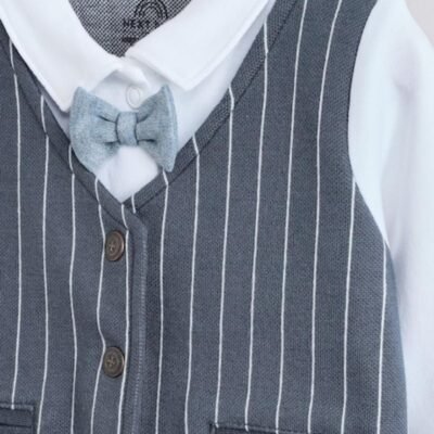 Navy Smart Bow Tie Baby Sleepsuit