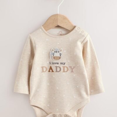 Neutral Zebra I Love My Daddy Baby Bodysuits 1 Pack
