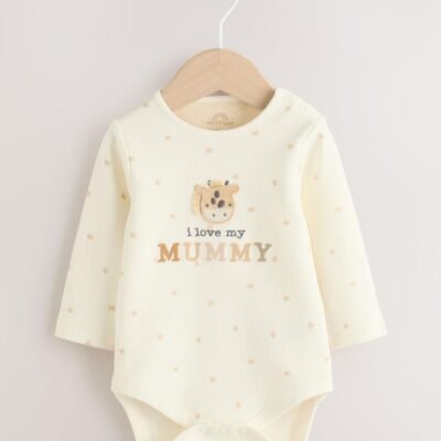 Cream Giraffe I Love My Mummy Baby Bodysuits 1 Pack
